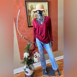 Elegant Burgundy Long Sleeve Top